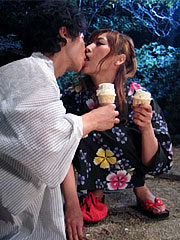 Beautiful lady Eri Hoshikawa loves to please her man orally outdoors