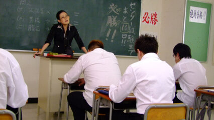 Dominant Asian teacher Yui Komine teaches math with hot blowjobs