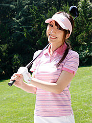 Karin Mizuno shows butt and plays with boobs on the golf field.